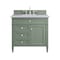 James Martin Vanities Brittany 36in Single Vanity, Smokey Celadon w/ 3 CM Carrara Marble Top 650-V36-SC-3CAR - alternate 1